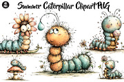 Summer Caterpillar Clipart PNG, a Seasonal Illustration by CreationArt (Thumbnail 1 of 5)