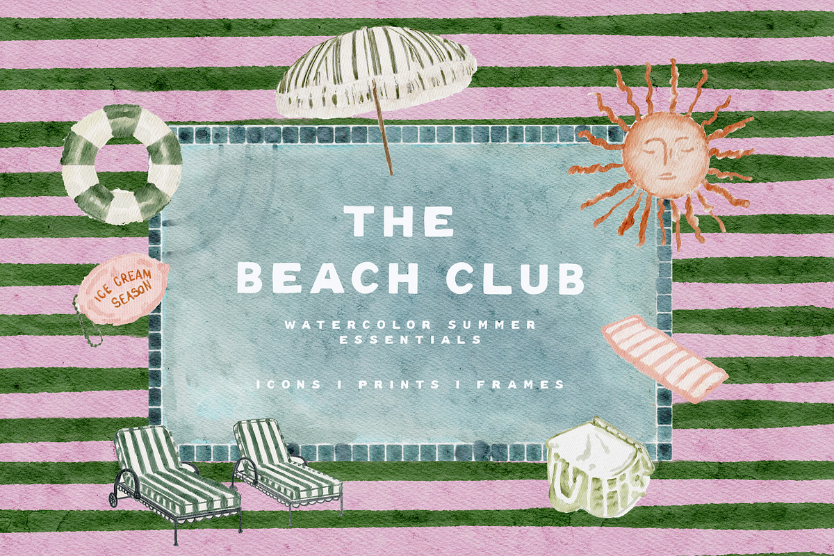 Hand Drawn Watercolor Summer Icons, an Object Graphic by Laras Wonderland (Photo 1 of 20)