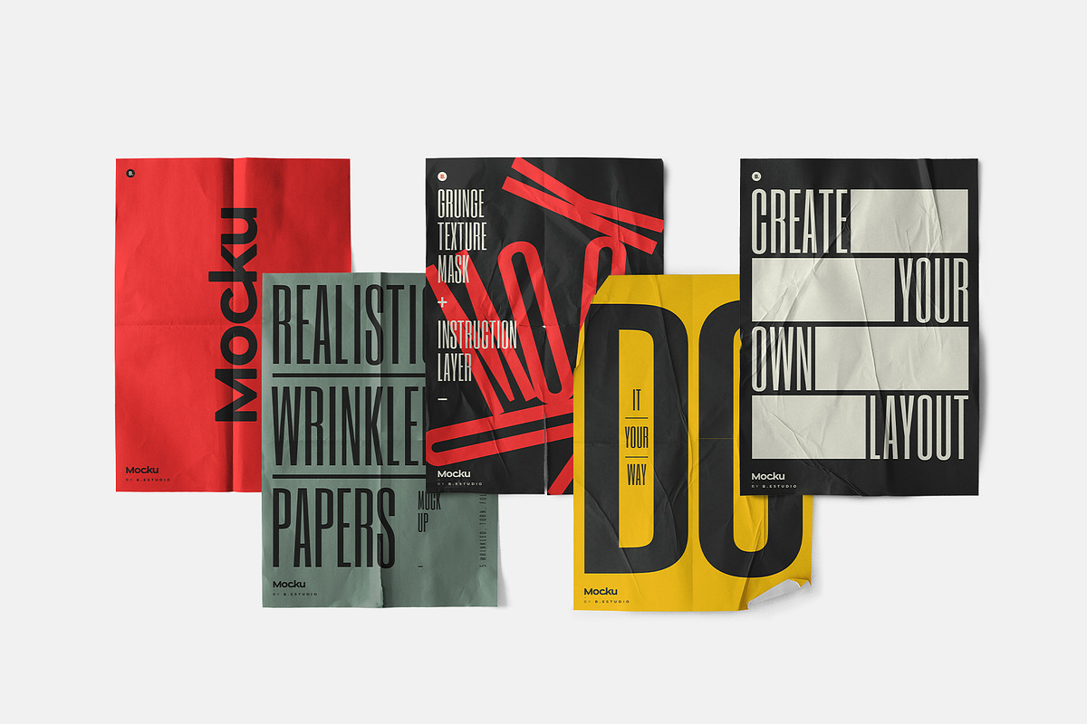 Wrinkled Papers and Plastics Mockups, a Poster Template by Mocku (Photo 6 of 13)