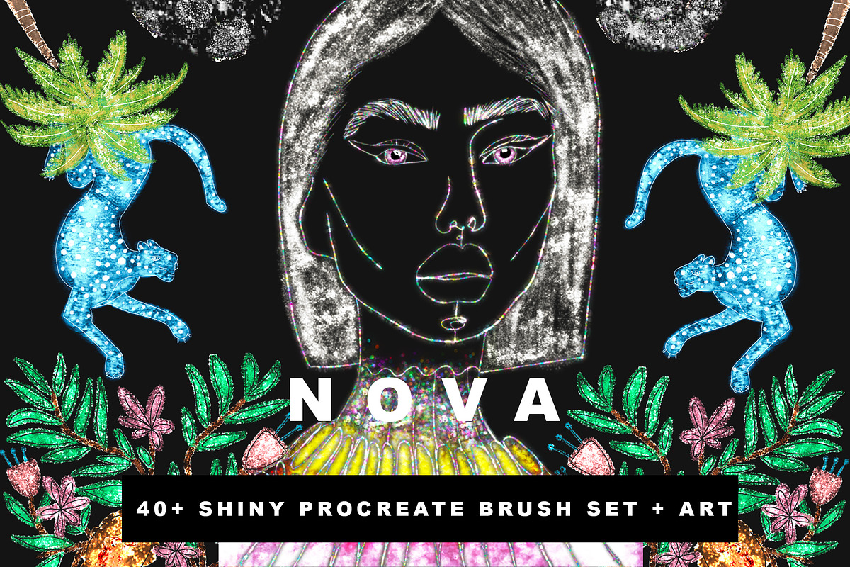 Nova Procreate Glitter Brushes, a Brushes & More by Neon Wild (Photo 1 of 8)