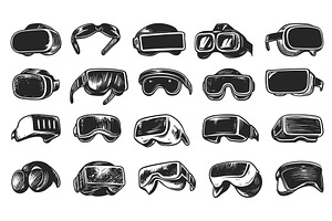 Virtual Reality Glasses Linocut