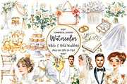 White & Gold Wedding Clipart, an Illustration by OK Design (Thumbnail 1 of 5)