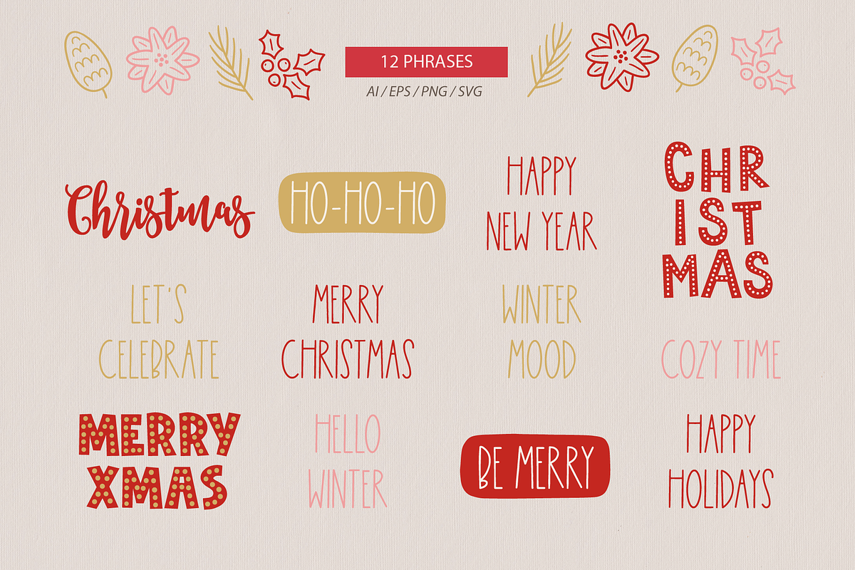 Hand Drawn Christmas Kit, a Seasonal Illustration by miumiu (Photo 6 of 15)