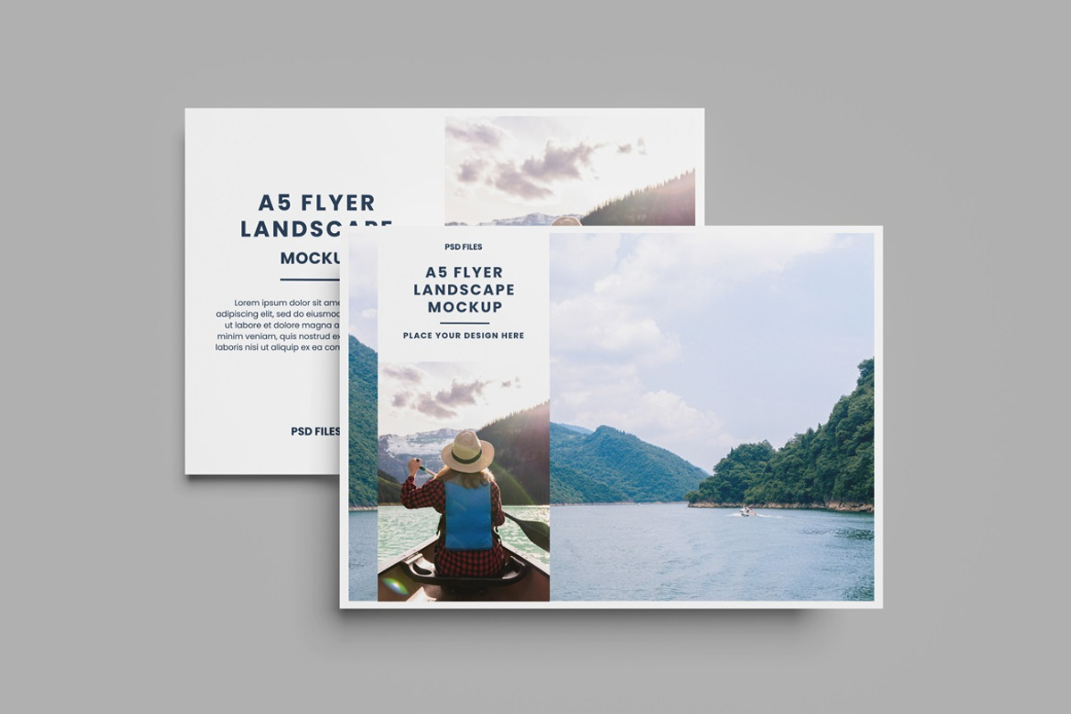 A5 Flyer Landscape Mockup, an Advertising Mockup by AndikaGraphic (Photo 5 of 8)