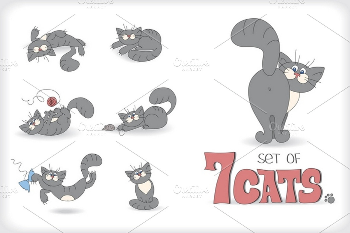 Cartoon cats illustrations, an Animal Illustration by Olga Proz (Photo 1 of 3)