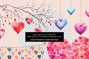 Watercolor Valentine Heart Clipart