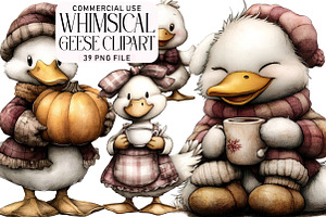Whimsical Geese Clipart Bundle, an Illustration by Daily.Designs
