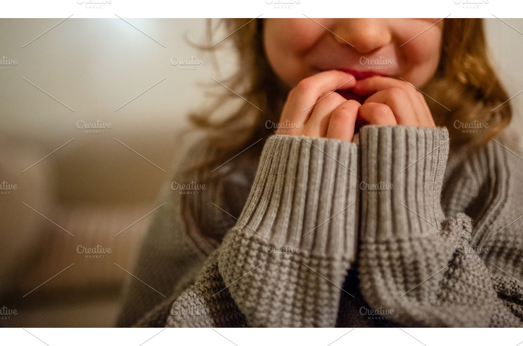 Girl in thick gray sweater., a Beauty & Fashion Photo by HalfPoint