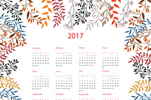 2017 Calendar With Autumn Floral