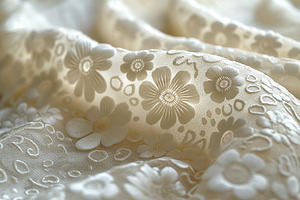 Delicate floral lace fabric showcasing intricate patterns and soft textures., a Background Photo by ImageMir