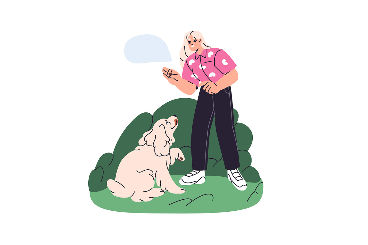 Pet owners with cute cats, dogs set, an Animal Illustration by PaperTrident (Photo 2 of 9)