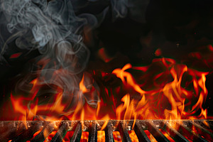 Flaming grill background mockup, a Background Photo by Virgo Studio