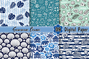 Blue Summer Ocean Digital Paper, a Pattern Graphic by Coco Bloom (Thumbnail 2 of 3)