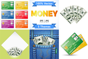 Money, Paper currency, Credit Cards, a Finance Illustration by TAlex