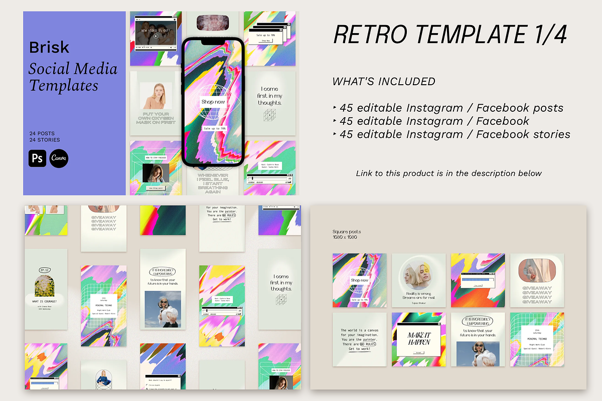 Instagram Retro Templates Bundle, a Social Media Template by Bonumo (Photo 9 of 14)