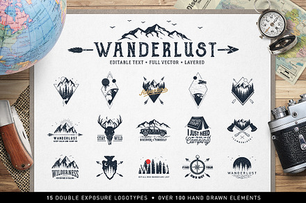 Wanderlust. 15 Double Exposure Logos