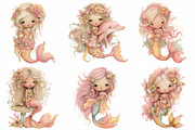 Whimsical Summer Mermaid Clipart, an Illustration by Daily.Designs (Thumbnail 3 of 6)