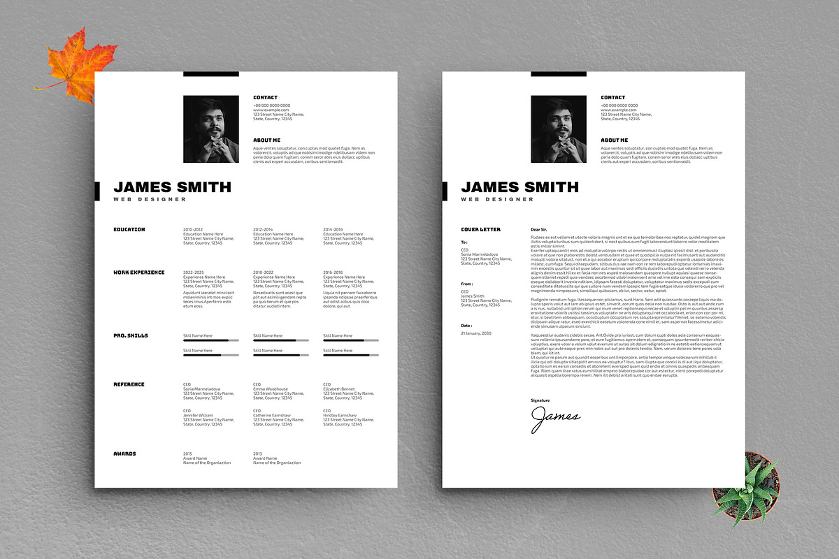 Minimalist Resume and CV Template, a Resume Template by PixelStudio (Photo 1 of 5)