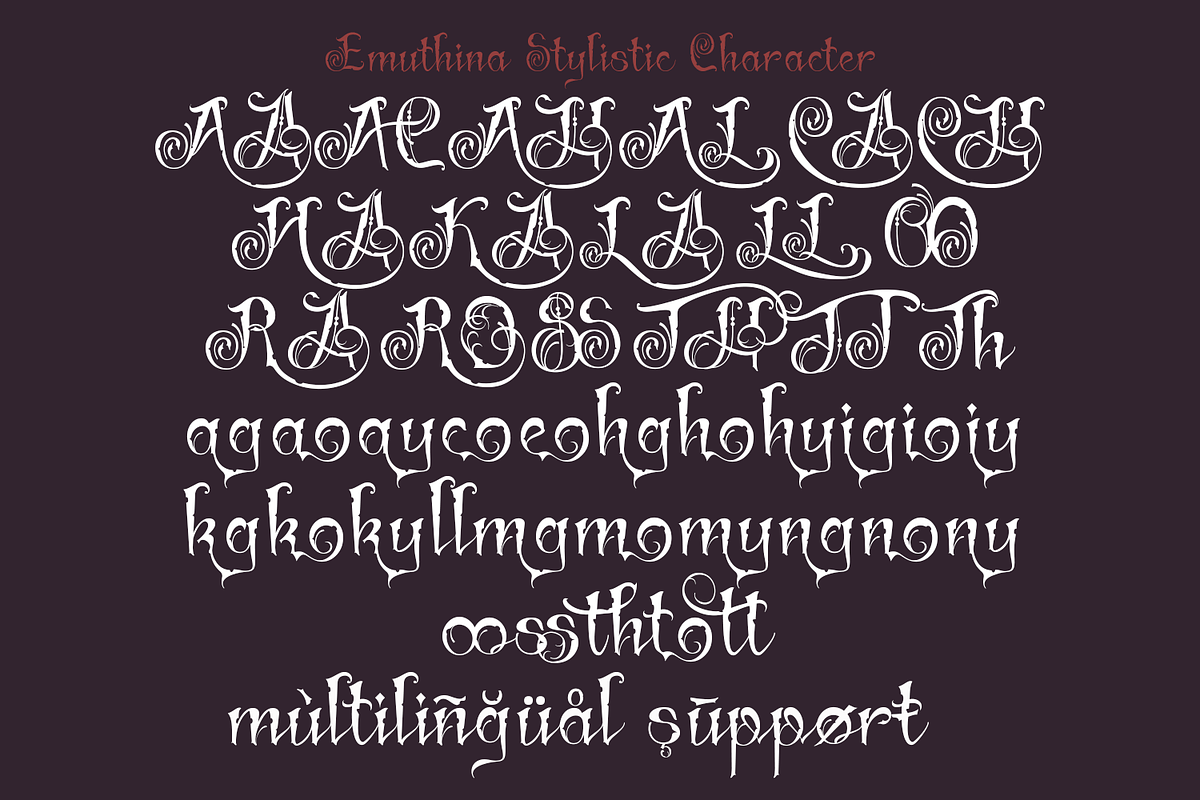 Emuthina Decorative Script, a Blackletter Font by TypeClassHeroes (Photo 9 of 10)