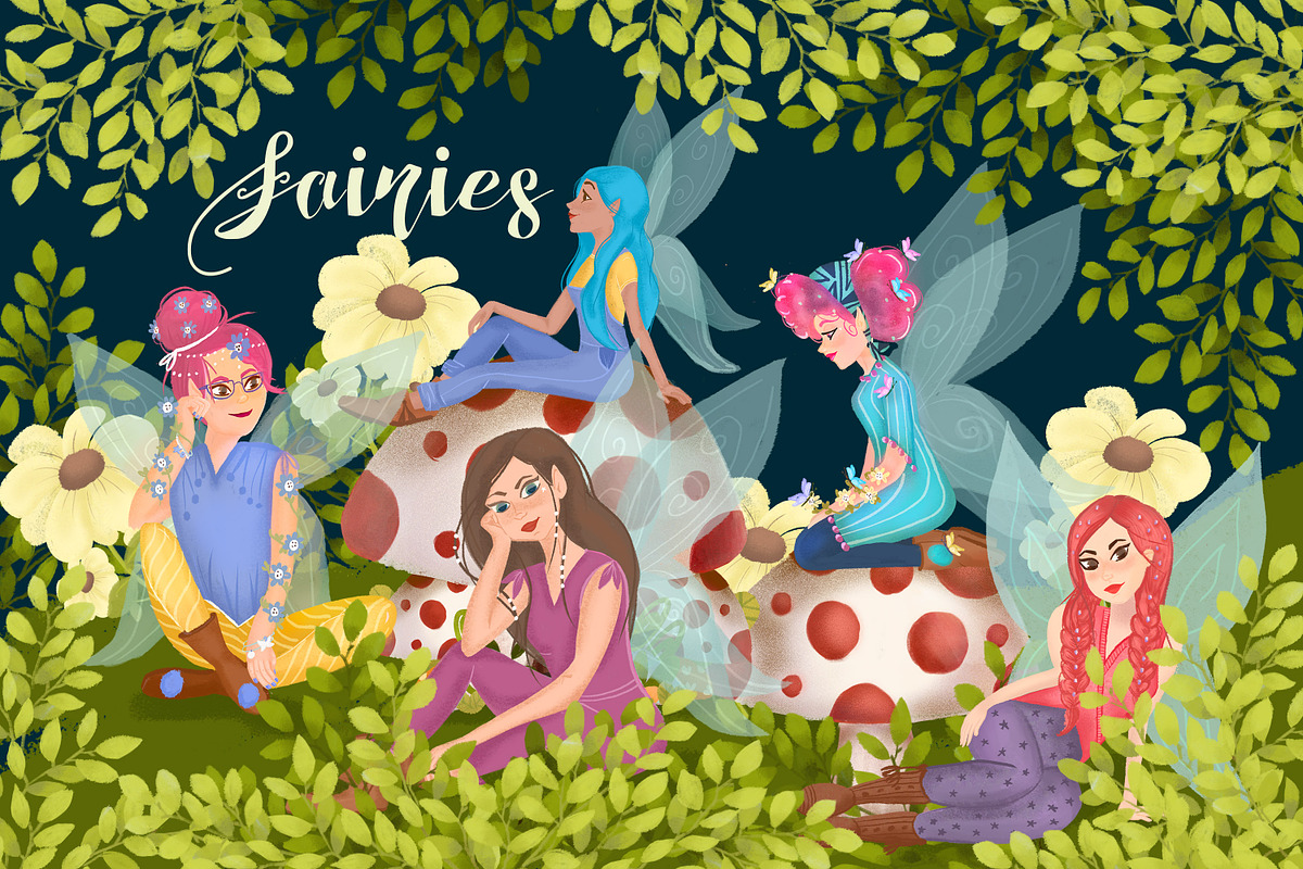Lovely fairies cliparts, an Illustration by Cute Little Workshop (Photo 1 of 4)