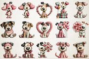 Whimsical Valentine Dog Clipart Set, an Animal Illustration by RobertsArt (Thumbnail 5 of 6)
