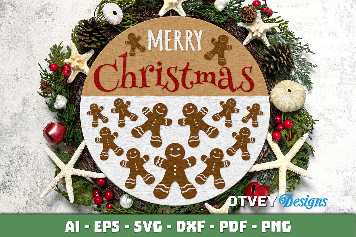 Merry Christmas Door Hanger LaserCut, a Decorative Illustration by OTVEY DESIGN (Photo 6 of 13)