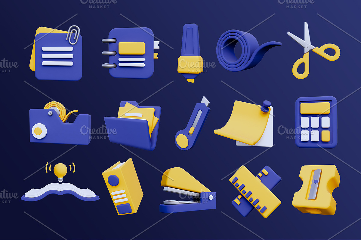 Office Tools 3D Icons Pack, an Object 3D Model by deviapuspitasari2 (Photo 3 of 3)