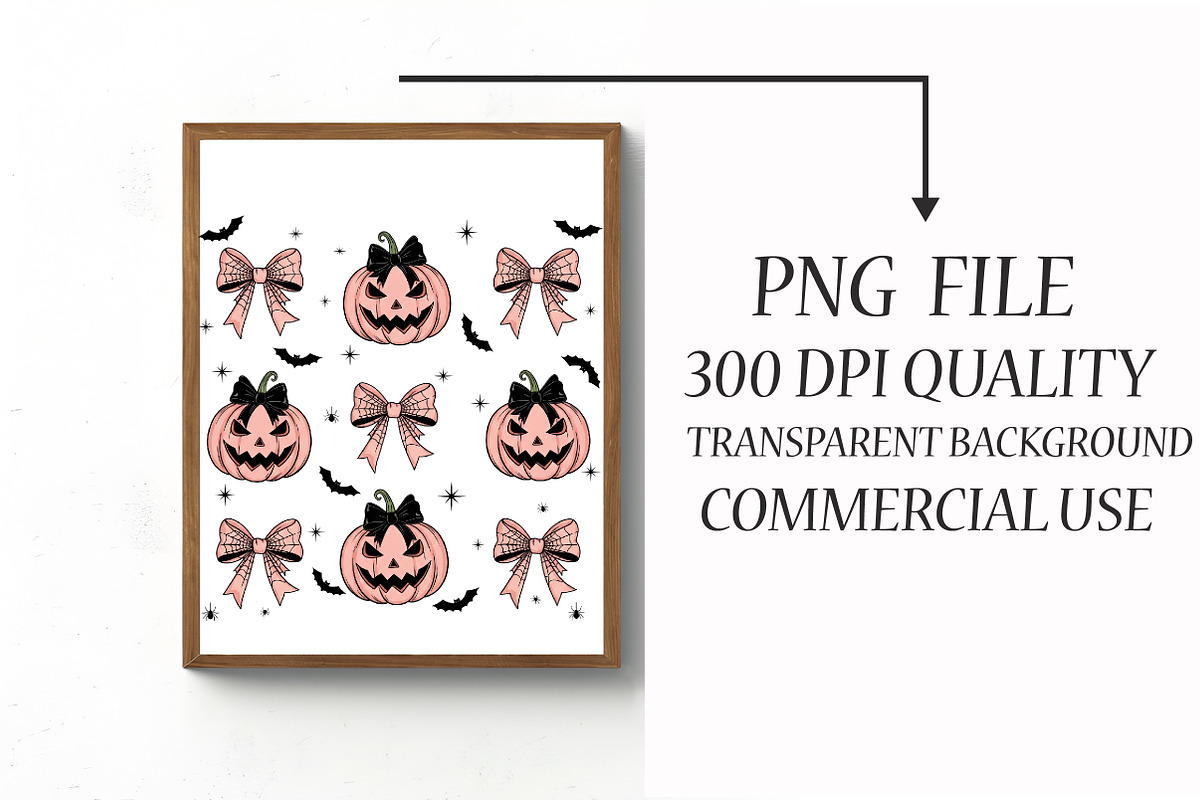 Halloween Pumpkin PNG, Coquette Bow, an Illustration by Libby Wishes (Photo 3 of 6)