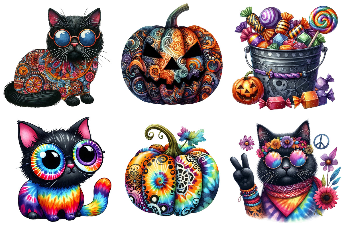 Groovy 70s Halloween Clipart, an Illustration by Pixels.Craft (Photo 5 of 7)