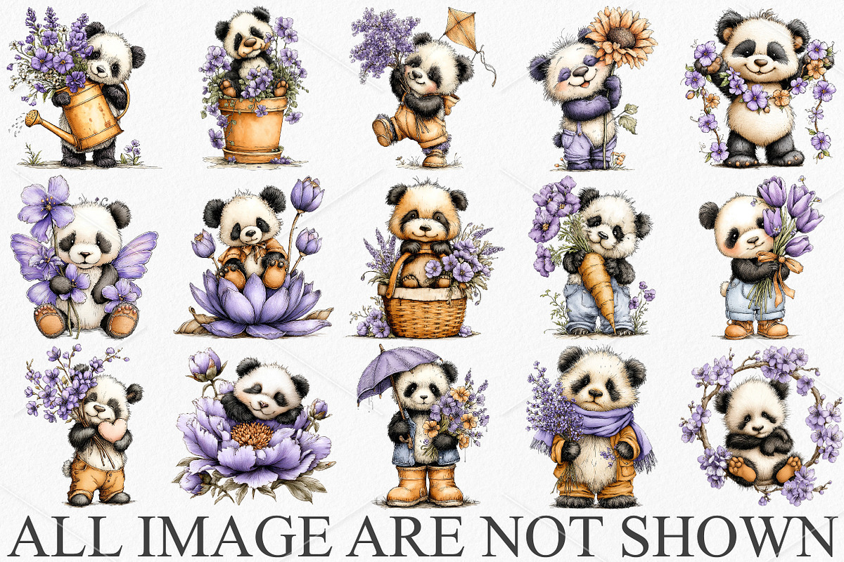 Whimsical Spring Panda Clipart PNG, a Seasonal Illustration by Canvas Craft (Photo 3 of 7)