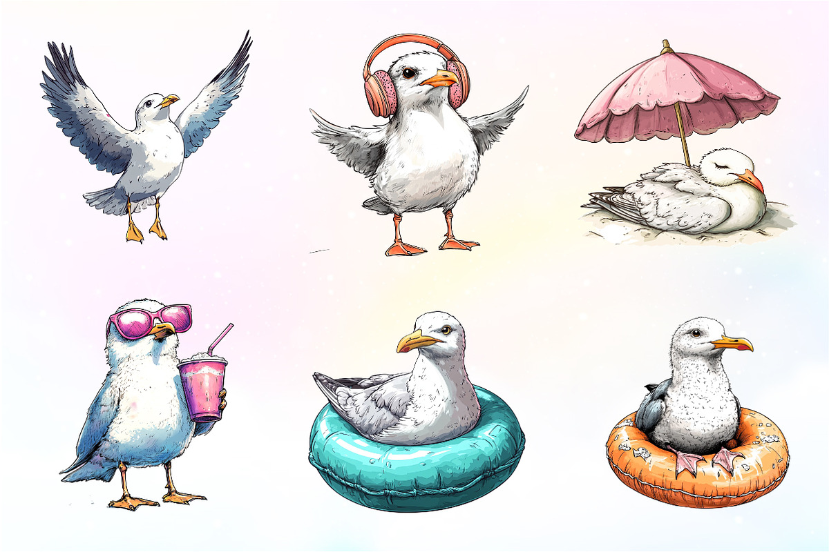 Cute Seagull Clipart, an Illustration by CreationArt (Photo 7 of 9)