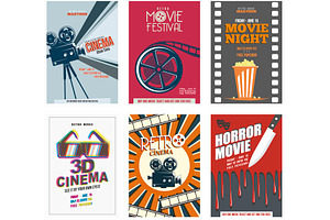 Set of 6 Retro Movie Posters, an Illustration by oxy_gen