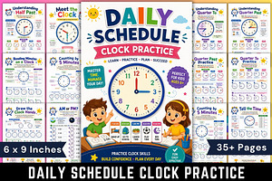 Daily Schedule Clock Practice, a Stationery Template by Designmela01