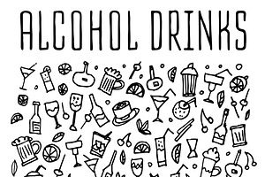 Cocktails & Drinks Hand Drawn Icons