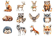 Watercolor Woodland Animals, an Illustration by Design Market (Thumbnail 3 of 3)