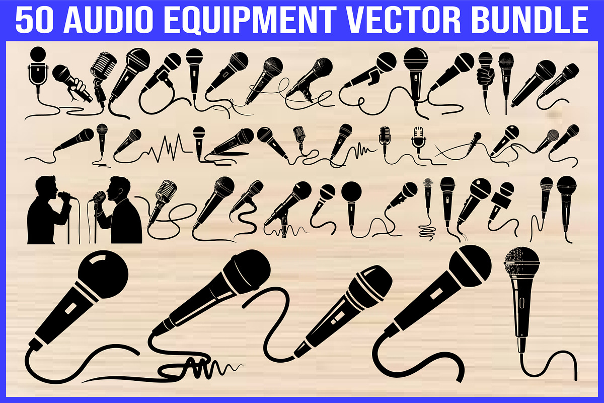 Microphone PNG Silhouette Vector Set, an Object Illustration by Creativeshirt (Photo 1 of 4)