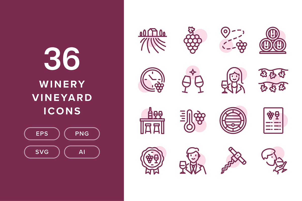 36 Winery Vineyard Icons, an Icon by Furnace (Photo 1 of 5)