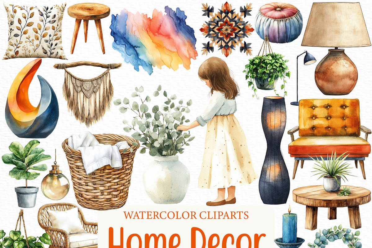 Home Decor Clipart Bundle, an Illustration by Craft Nest (Photo 1 of 6)