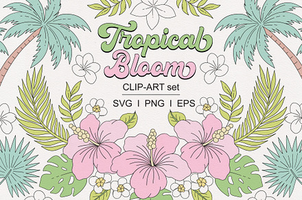 Tropical Leaves Florals clipart set