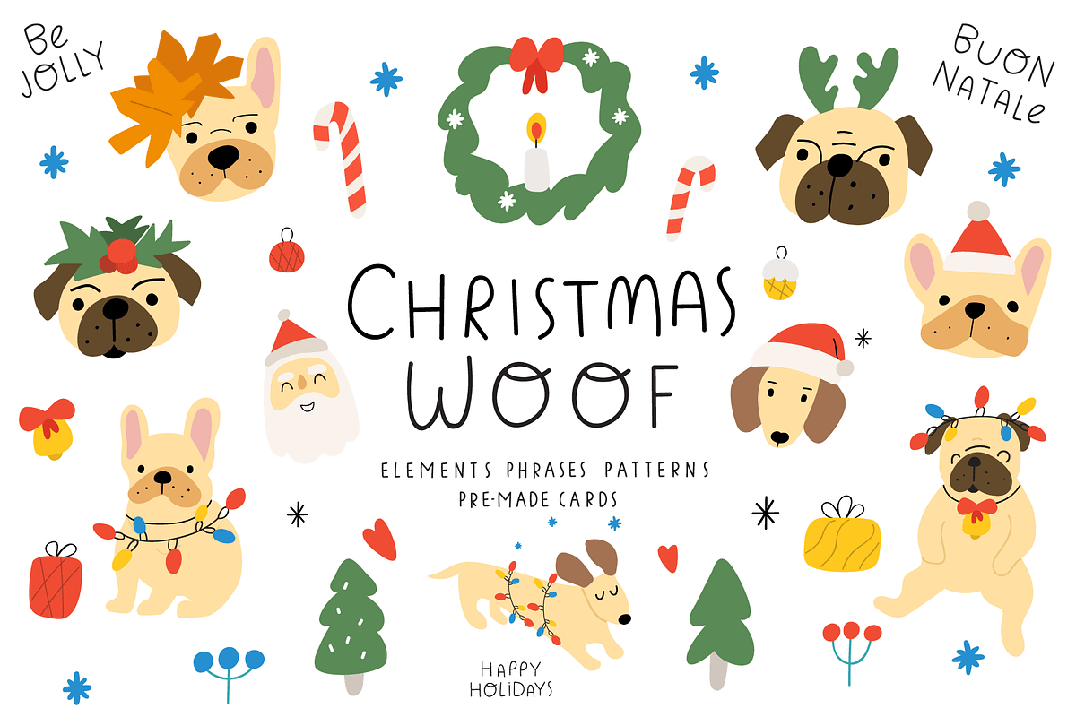 Christmas woof. Cute dogs collection, an Animal Illustration by cutelevindesign (Photo 1 of 16)