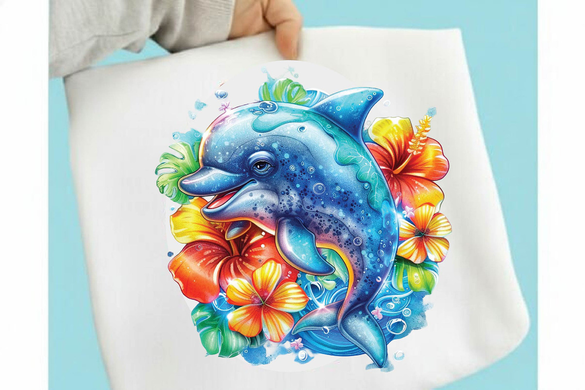 Watercolor Summer Dolphin Clipart Bu, an Illustration by SVGArt (Photo 3 of 9)