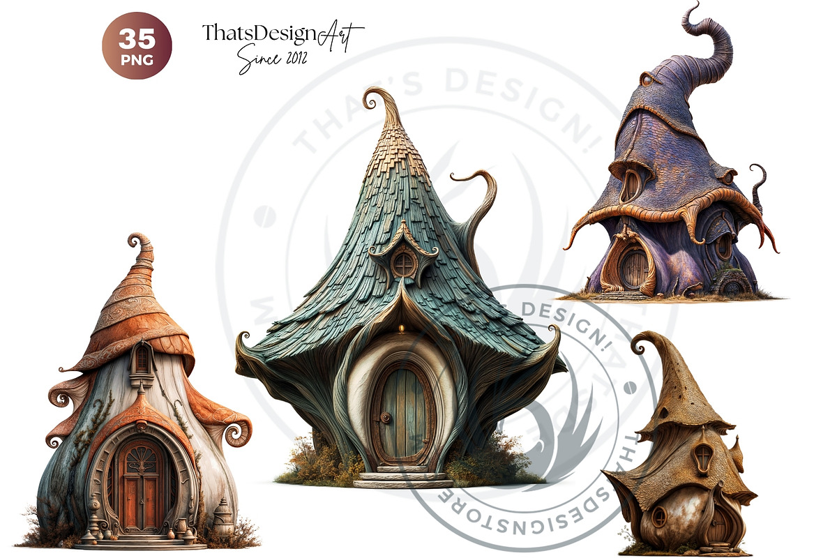 Fairy Tale Houses PNG Clipart Set V2, a Decorative Illustration by ThatsDesignArt (Photo 8 of 10)