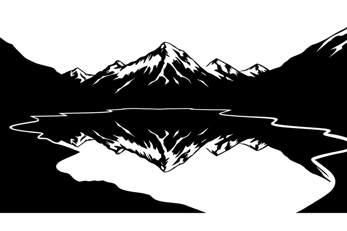 Minimal Mountain Lake Silhouette, a Graphic by hafijul (Photo 10 of 15)