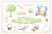 Whimsical Easter. Watercolor clipart, a Decorative Illustration by Farida Bik (Thumbnail 3 of 14)