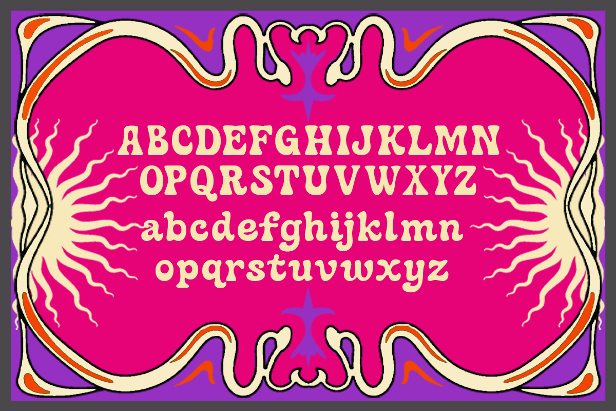 Psycora Psychedelic Font, a Sans Serif Font by Rasio Studio (Photo 2 of 8)