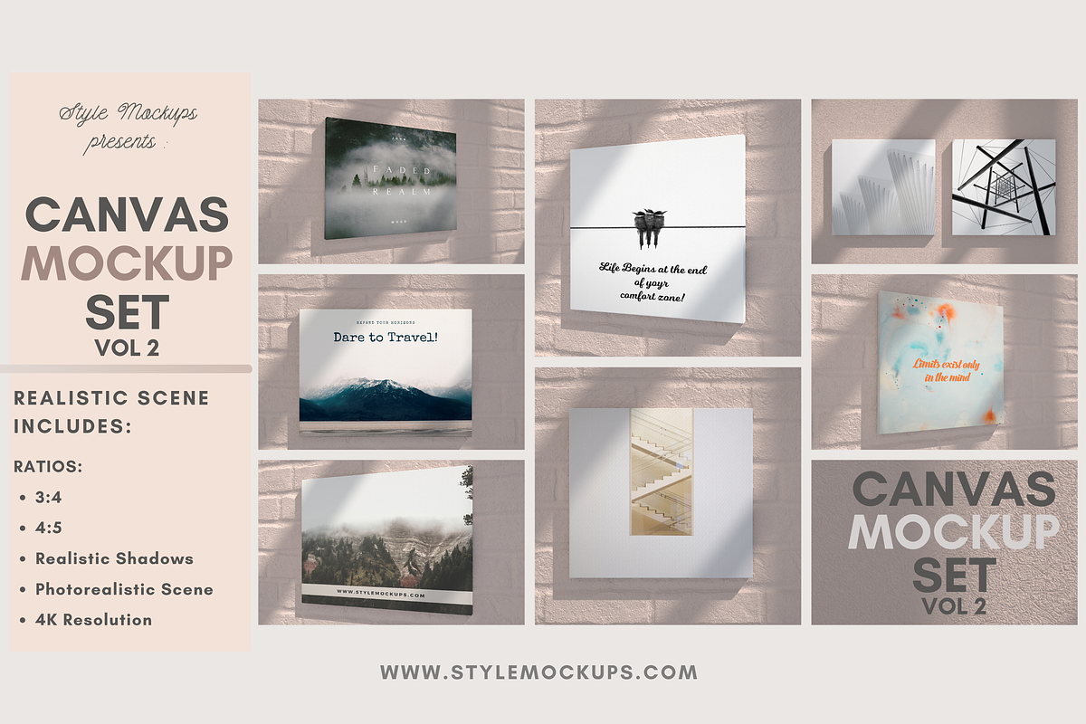 Canvas Mockups Set Vol 2, a Print Template by StyleMockups (Photo 1 of 8)