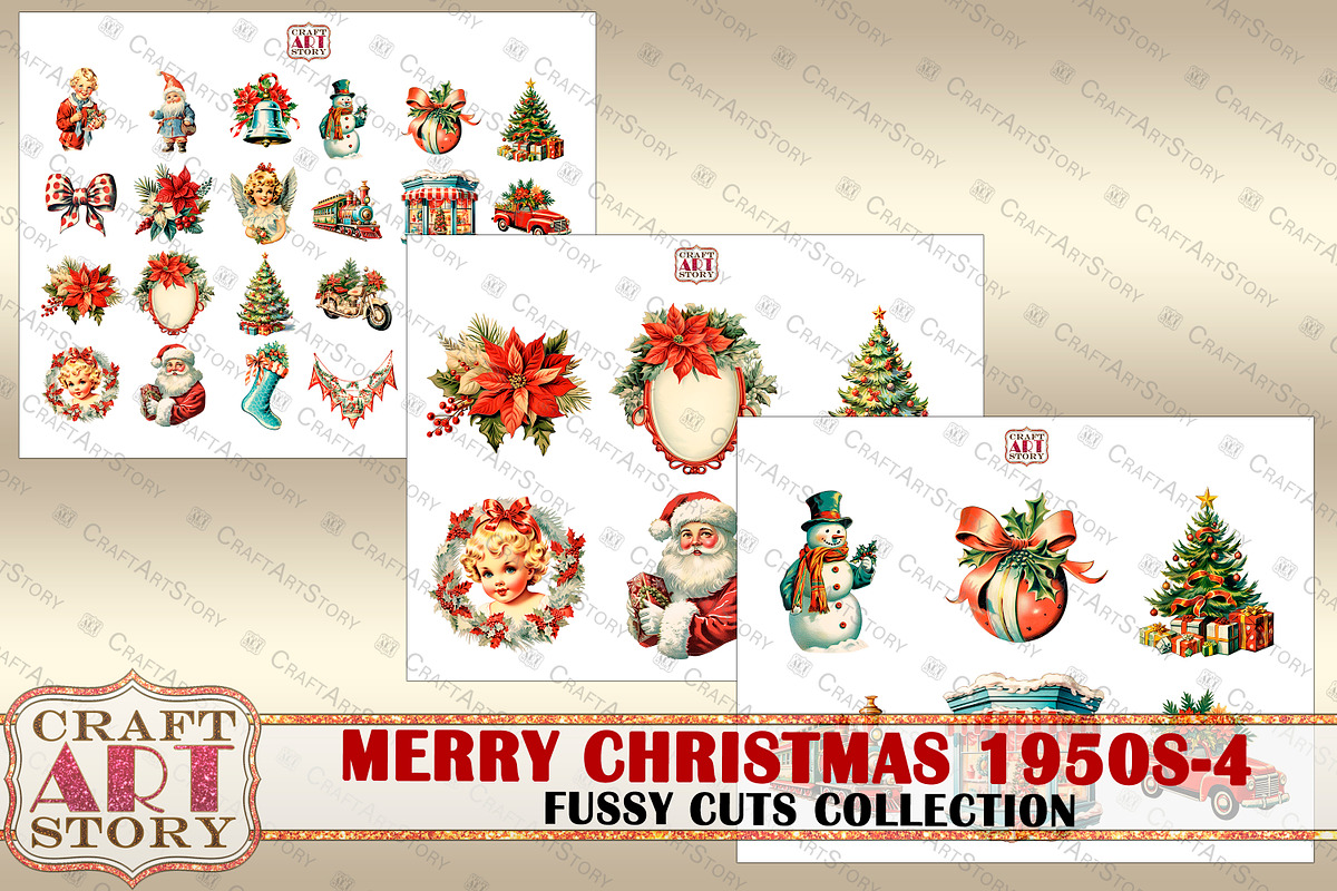 Merry Christmas Fussy-4 Cuts, a Decorative Illustration by CraftArtStory (Photo 4 of 6)