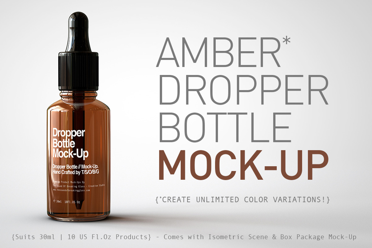 Amber Dropper Bottle Mock-Up & Box, a Household Mockup by TSOBG (Photo 1 of 20)