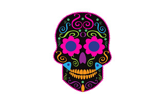 Skull Neon Pink Color Vector