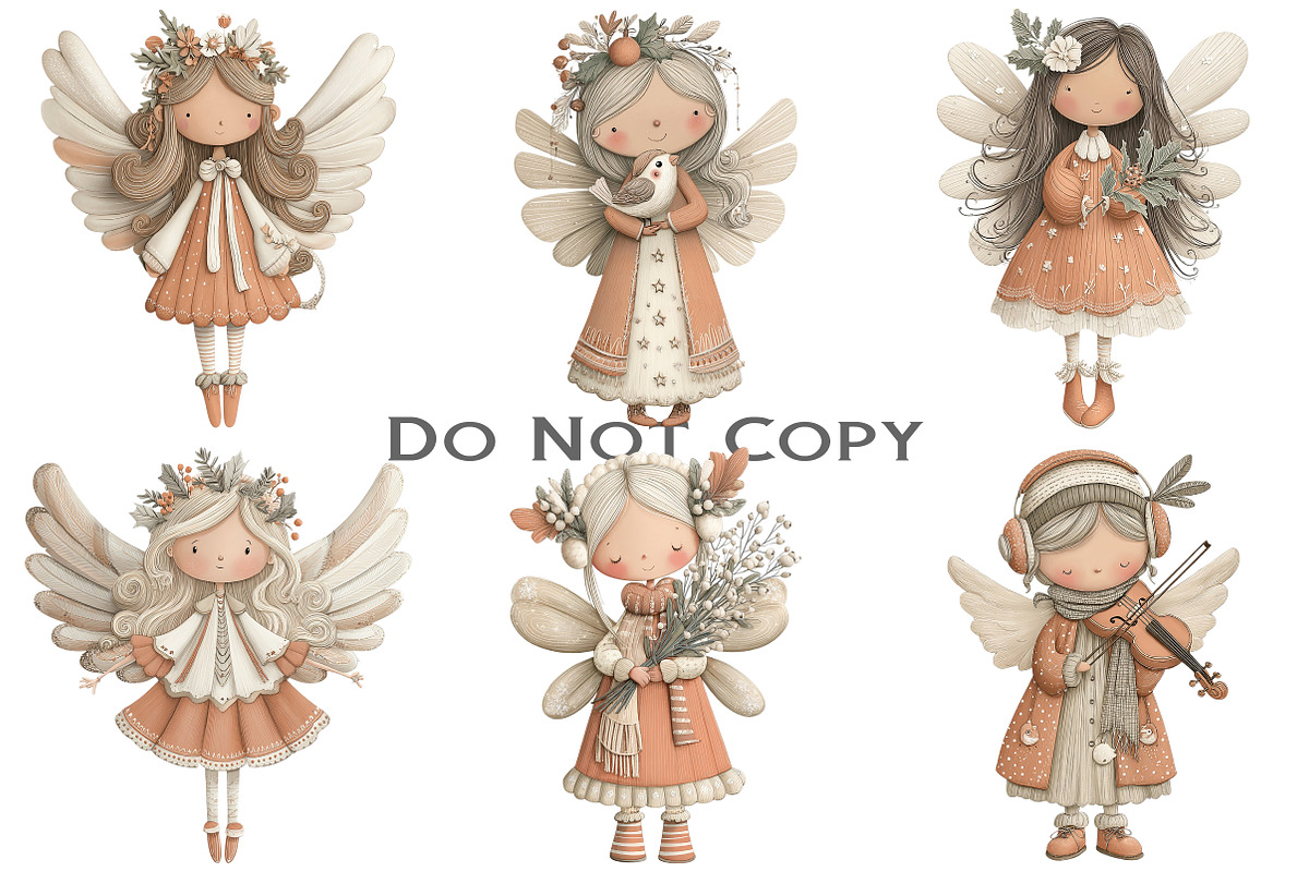 Whimsical Christmas Angel Clipart, an Illustration by Craft Nest (Photo 2 of 9)